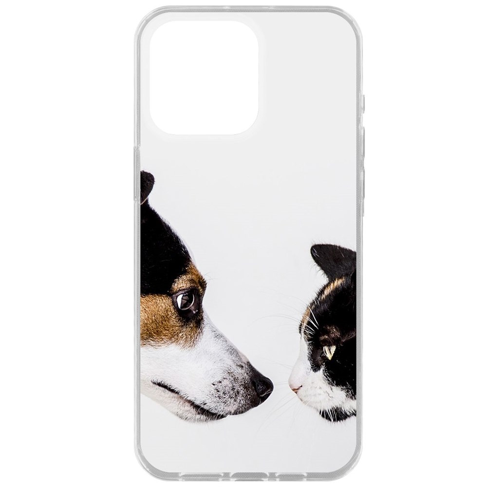 

Чехол-накладка Krutoff Clear Case Собаки против кошек для iPhone 15 Pro Max, Прозрачный