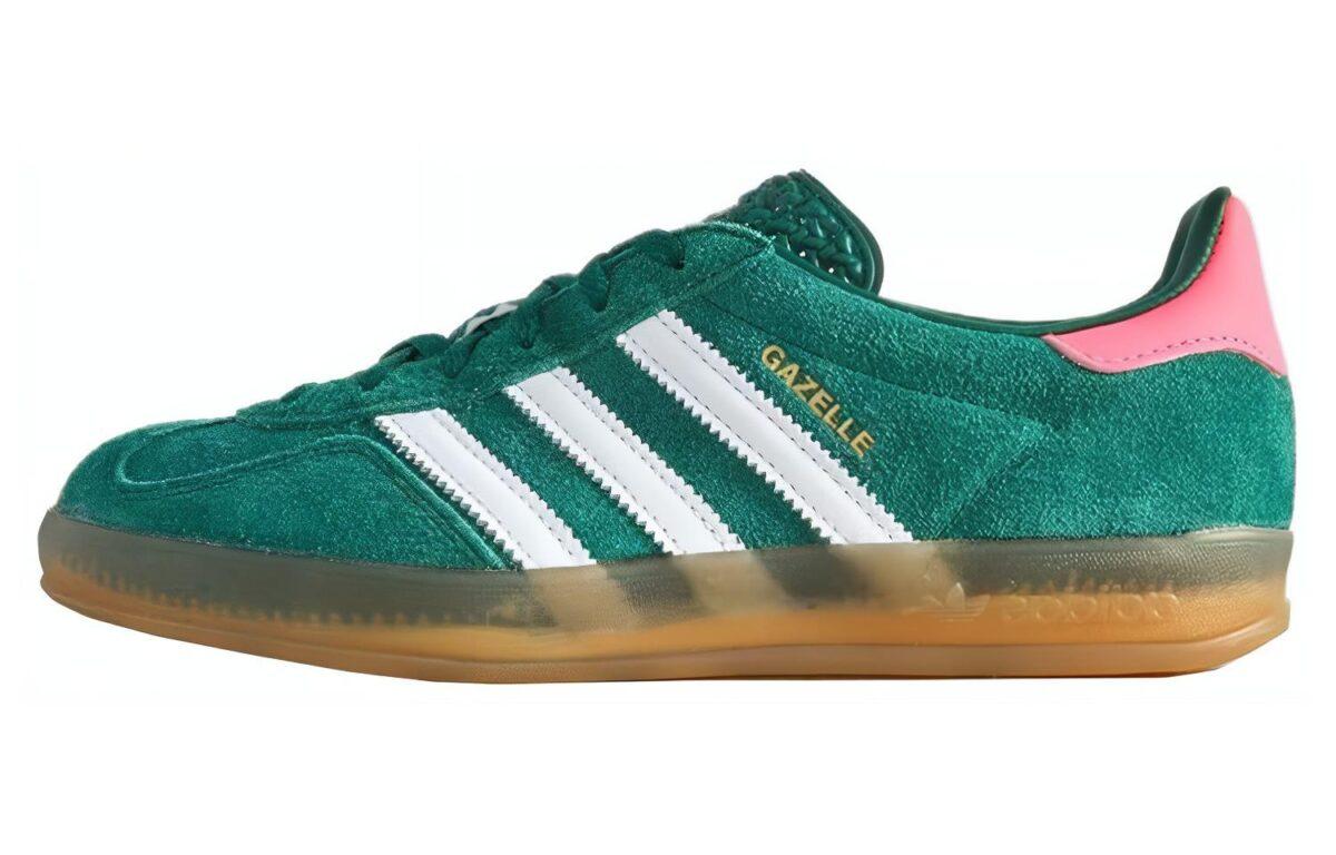 

Кеды унисекс Adidas Gazelle Indoor leather-trimmed suede зеленые 41 EU, Зеленый, Gazelle Indoor leather-trimmed suede