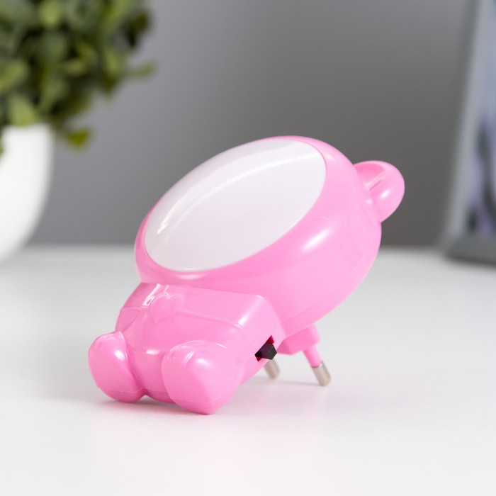 Ночник RISALUX Мишка 10199372 LED розовый 7х65х10 см pabobo ночник мишка путешественник