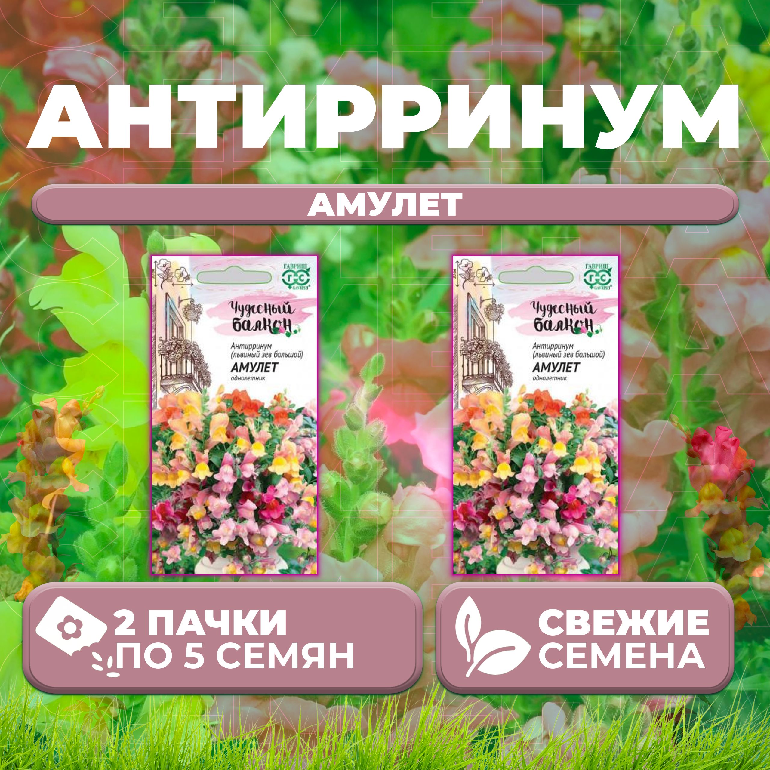 

Семена Антирринум (Львиный зев) Амулет, смесь, 5шт, Гавриш, Чудесный балкон (2 уп)