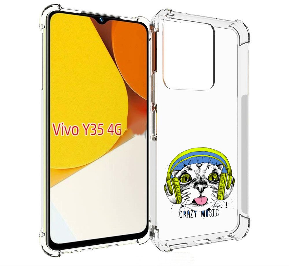 

Чехол MyPads кошка в наушниках рисунок для Vivo Y35 4G 2022 / Vivo Y22, Прозрачный, Tocco