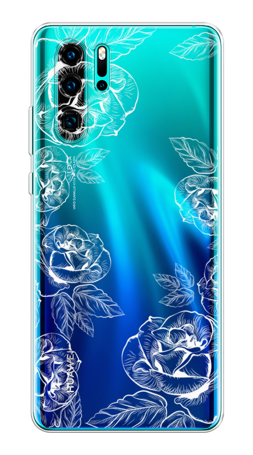

Чехол на Huawei P30 Pro "Розы графика", Черный;серый, 67650-2