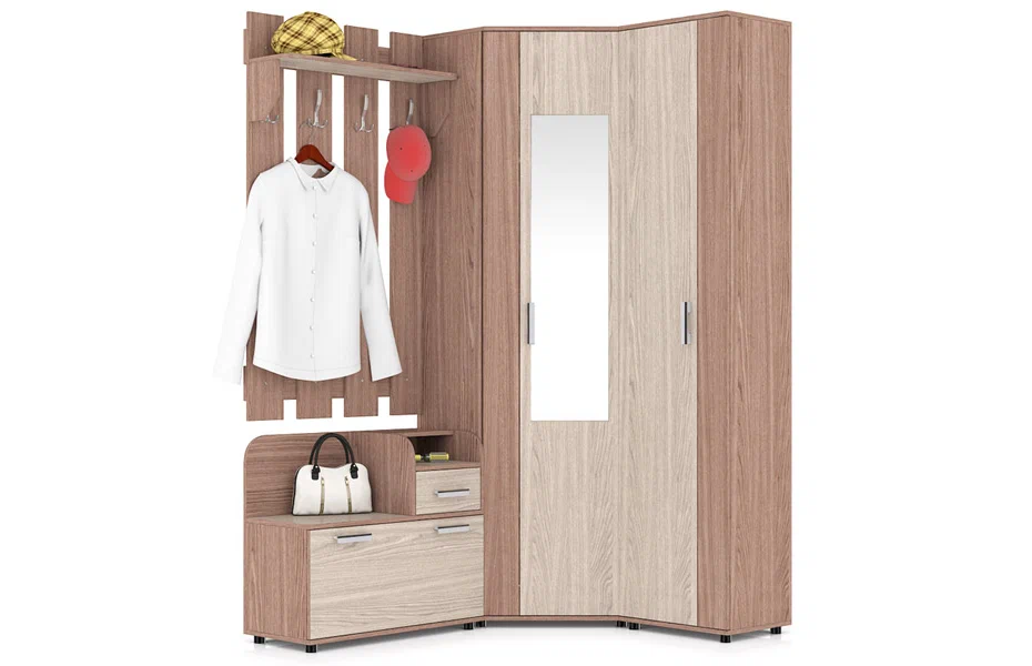 

Прихожая П5 комплект № 5, 150х120х216 см, ясень шимо светлый/ясень шимо тёмный