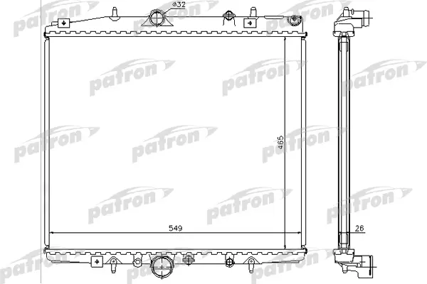 

Радиатор охлаждения PATRON для Citroen c8 2.0-3.0 v6 02/Fiat Ulysse 2.0-3.0 v6 02- PRS3595