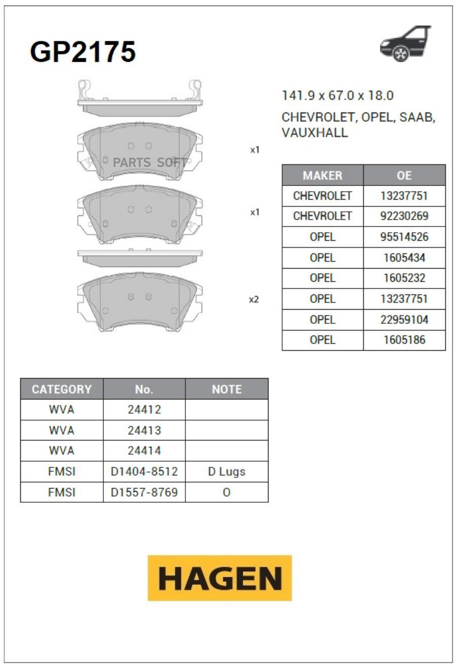 

Колодки Передние Opel Astra J, Insignia Gp2175 Sangsin brake арт. GP2175