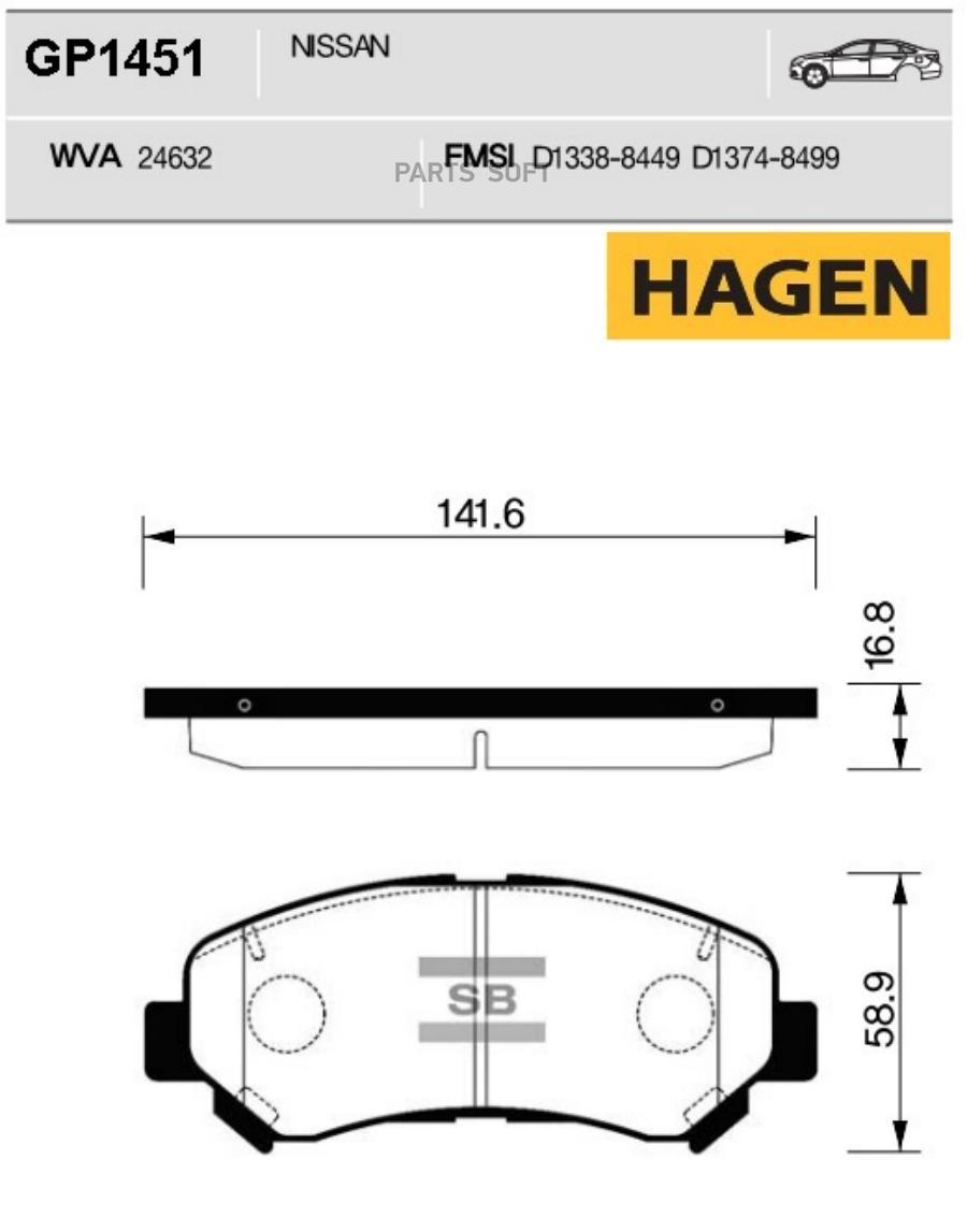 

Колодки Передние Nissan Qashqai, X-Trail (T31) Gp1451 Sangsin brake арт. GP1451