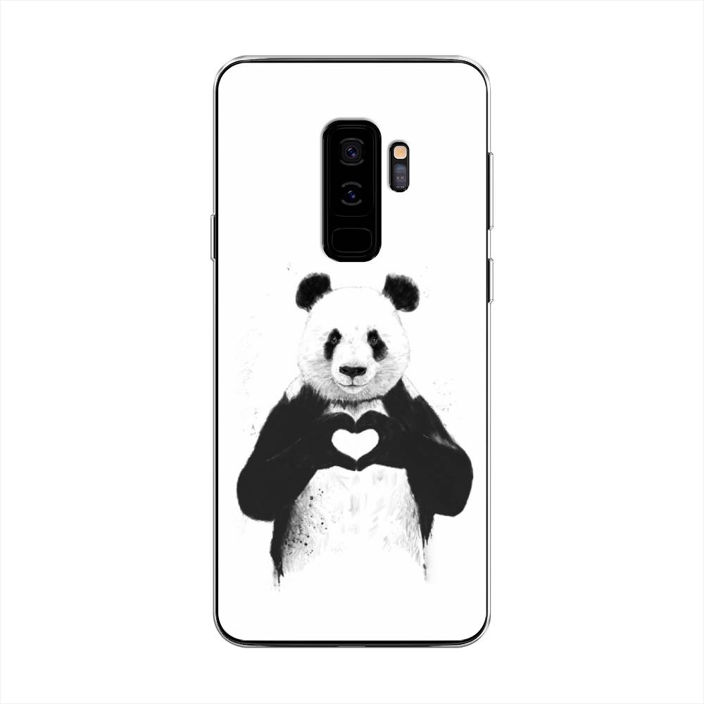 

Чехол Awog на Samsung Galaxy S9 + "Панда love", Серебристый, 25850-10
