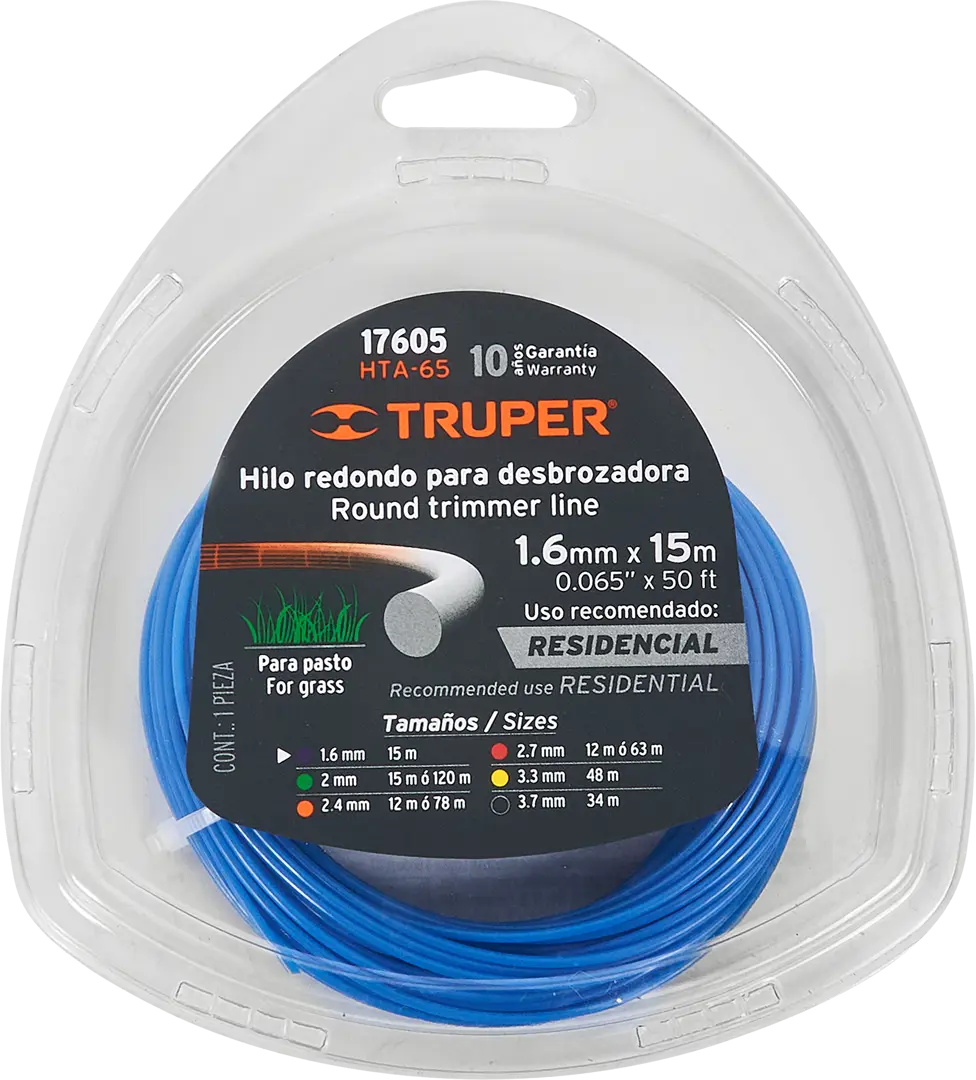 

Леска для триммера Truper 17605 1.6 мм 15 м круглая, Синий