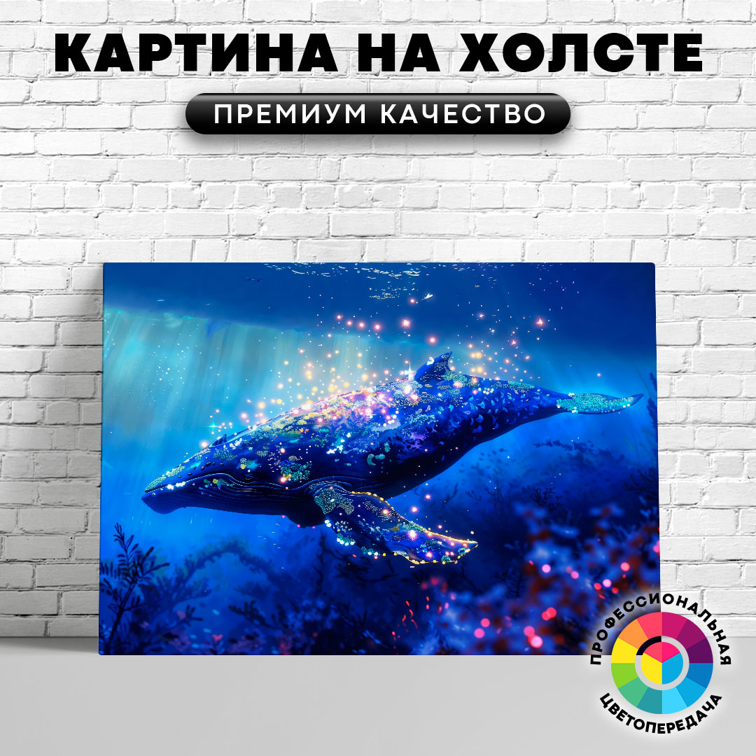 

Картина на холсте Красивый кит арт 75х100 см, ЖКИТЫ