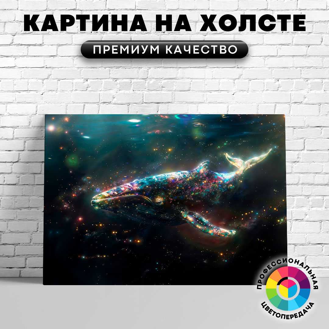 

Картина на холсте Космический кит арт 50х70 см, ЖКИТЫ