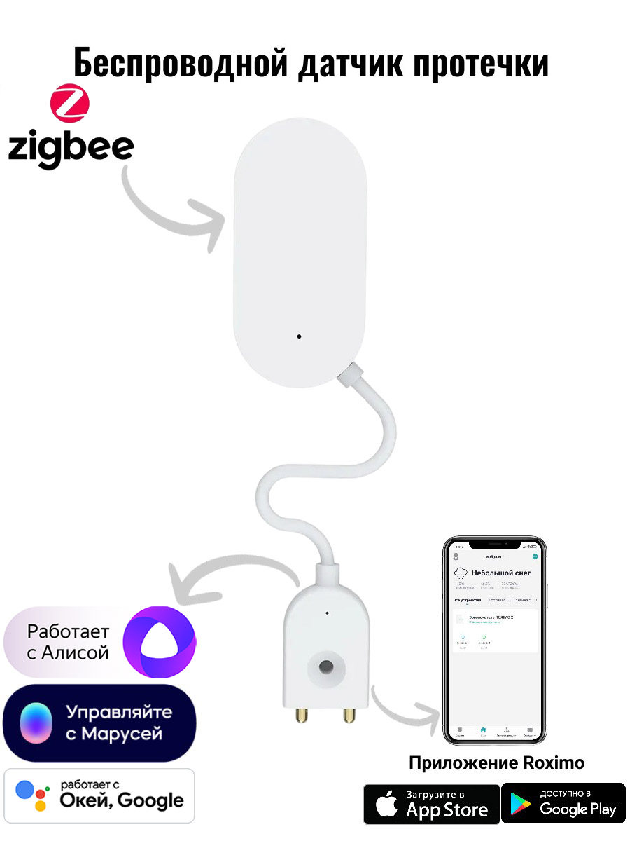 Умный Zigbee датчик протечки воды ROXIMO SZW08 датчик протечки воды xiaomi mi flood detector sjws01lm