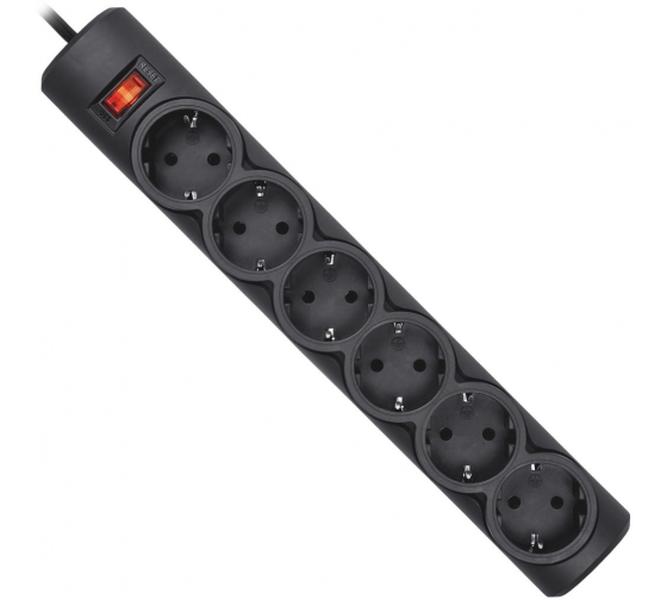 Сетевой фильтр Defender DFS 151 1,8 м, черный, 6 розеток/ Surge Protector Defender DFS 151