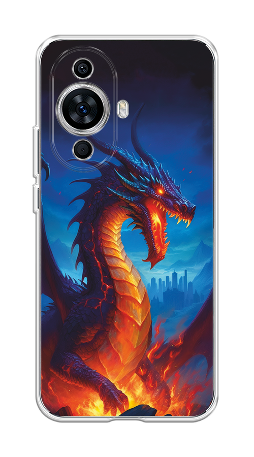 

Чехол на Huawei Nova 11 "Дракон над лавой", Оранжевый;коричневый;синий, 6121250-1