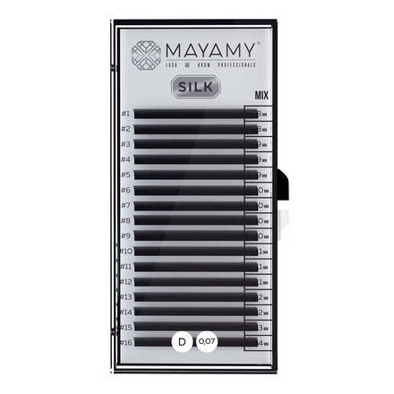 

Ресницы на ленте MAYAMY Silk Mix D-изгиб, 0,07 мм