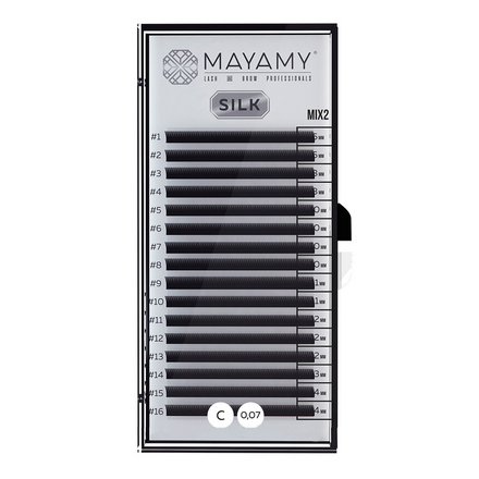

Ресницы на ленте MAYAMY Silk Mix 2 C-изгиб, 0,07 мм