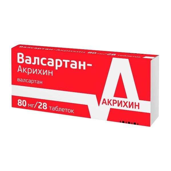

Валсартан-Акрихин, таблетки 80 мг, 28 шт.