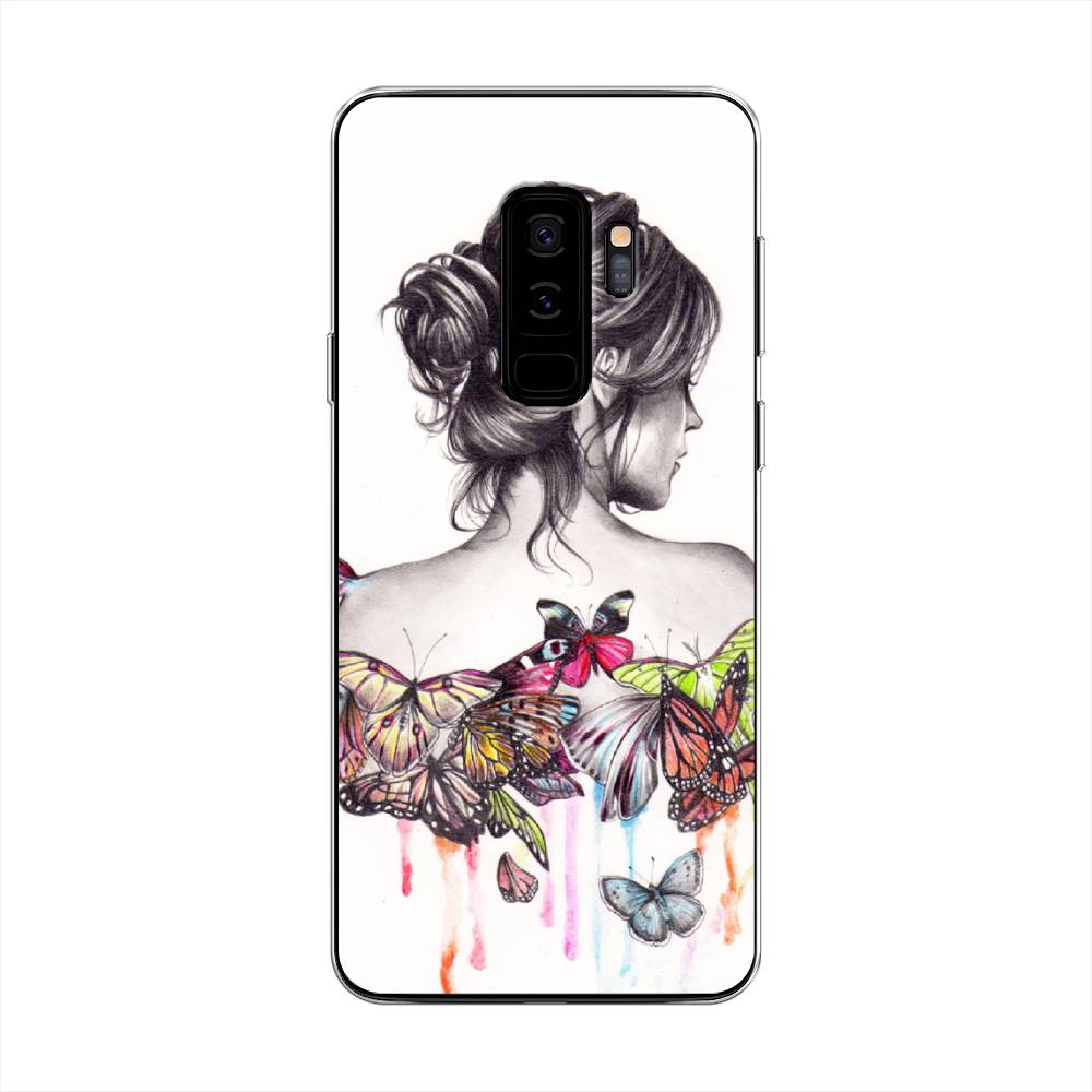 

Чехол Awog на Samsung Galaxy S9 + "Девушка с бабочками", Коричневый, 25850-10