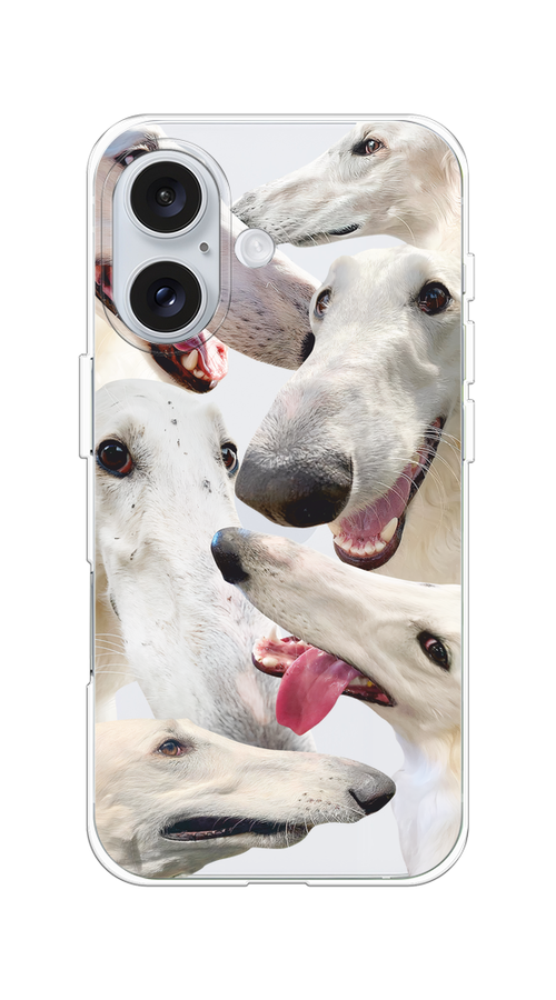 

Чехол на Apple iPhone 16 "Собака с длинным носом", Белый;бежевый;розовый, 16050-1