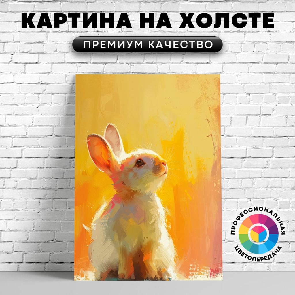 

Картина на холсте Кролик яркий арт 60х45 см, ЖКРОЛ