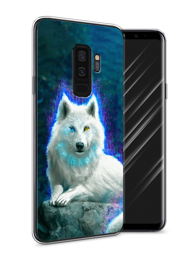 

Чехол Awog на Samsung Galaxy S9 + "Белоснежный волк", Белый;зеленый;фиолетовый, 25850-2