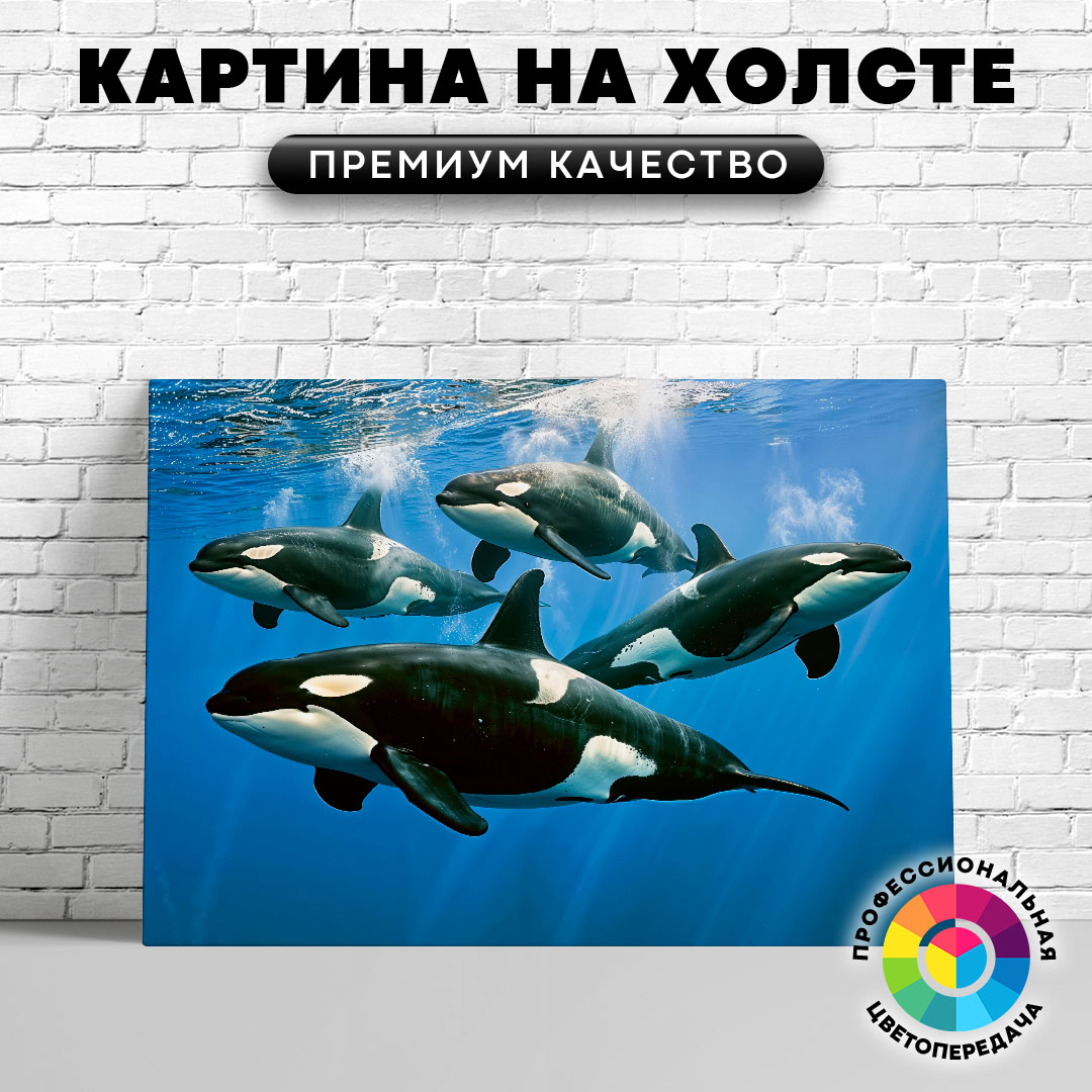 

Картина на холсте Стая косаток 40х30 см, ЖКОСА