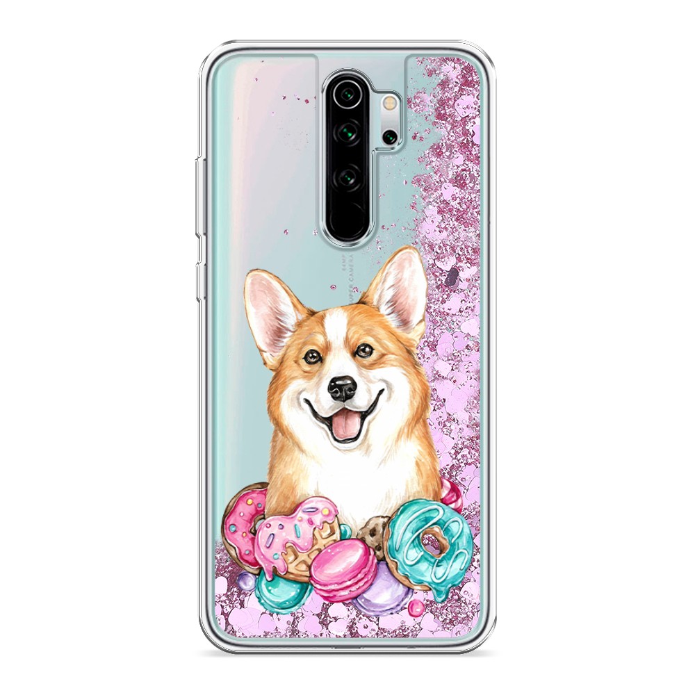 

Жидкий чехол с блестками "Корги и сладости" на Xiaomi Redmi Note 8 Pro