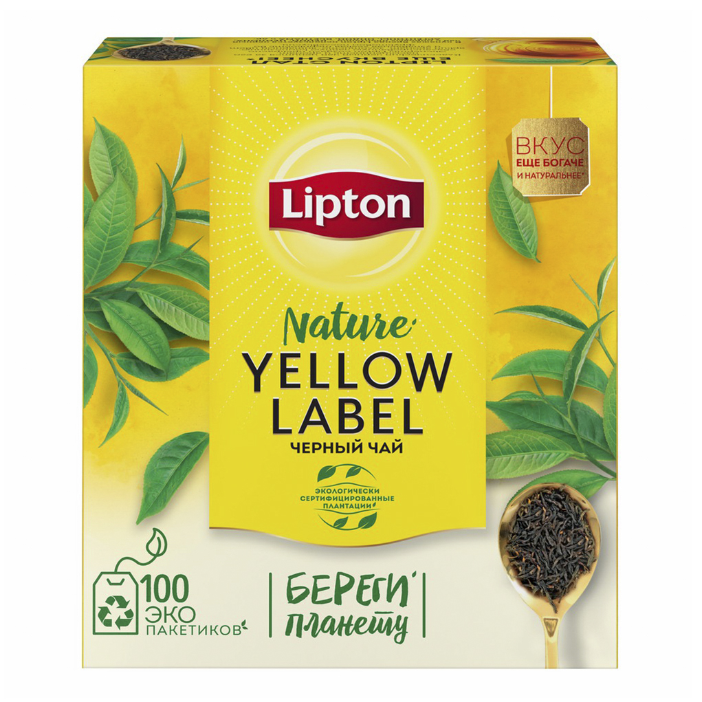 фото Чай «lipton» yellow label черный 100 пакетиков