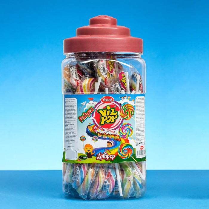 

Леденцы карамельные на палочке "Vil pop" Радуга, 30 г (банка) (120 шт.)