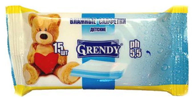 фото Влажные салфетки детские grendy без отдушки 15 шт