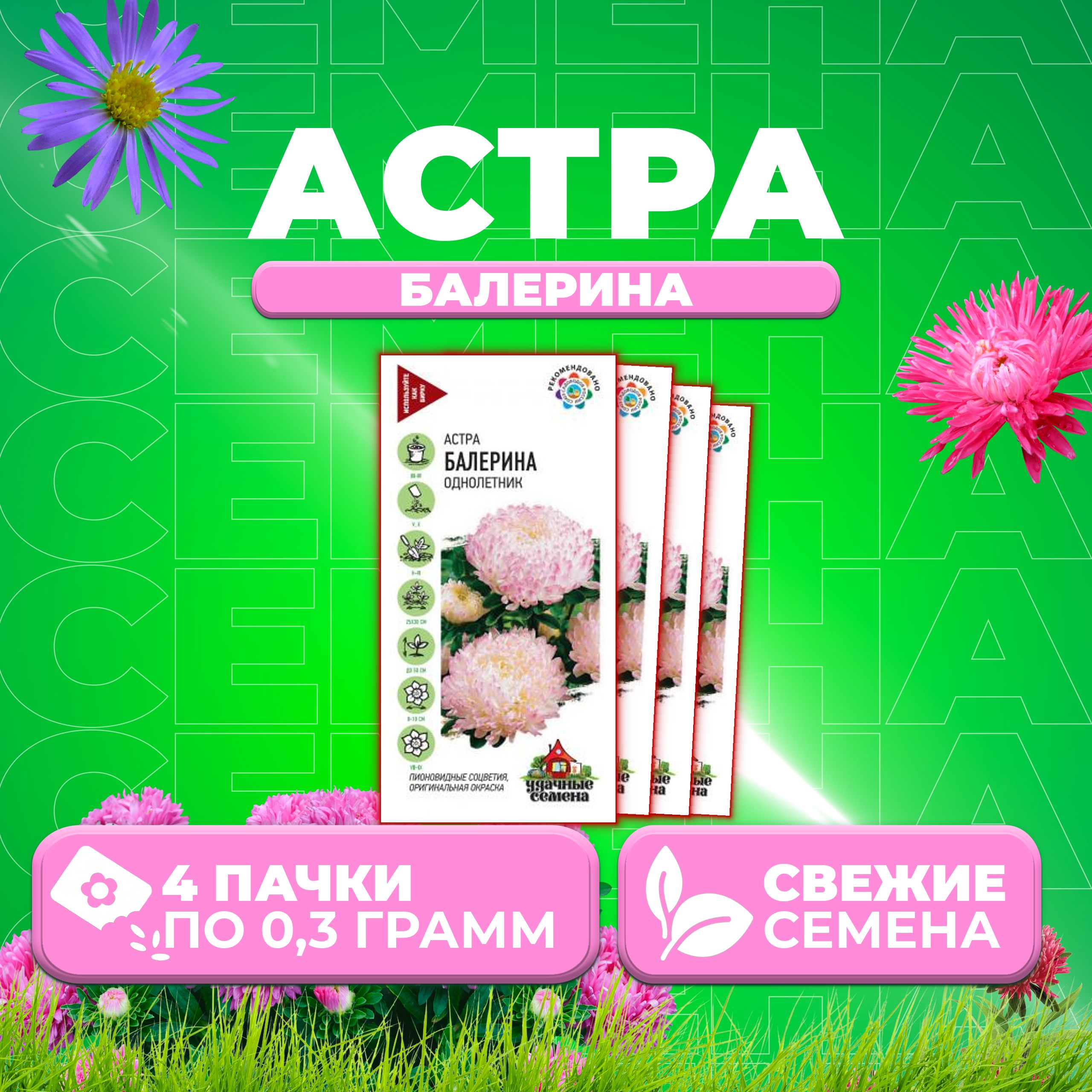 

Семена астра Удачные семена Балерина 10002915-4 4 уп.