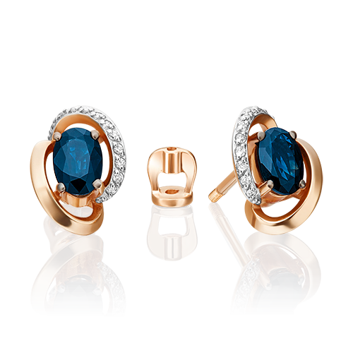 

Серьги пусеты из золота PLATINA jewelry 02-0972, сапфир, 02-0972