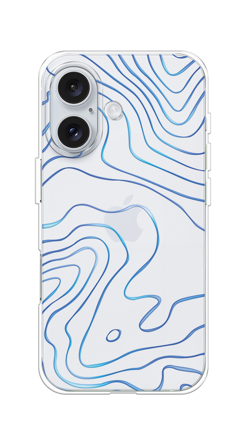 

Чехол на Apple iPhone 16 "Blue lines", Прозрачный;синий, 16050-1