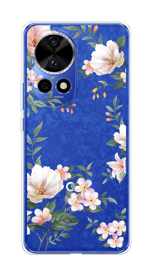 

Чехол на Huawei Nova 12 Pro "Beautiful white flowers", Бежевый;зеленый, 6123150-1