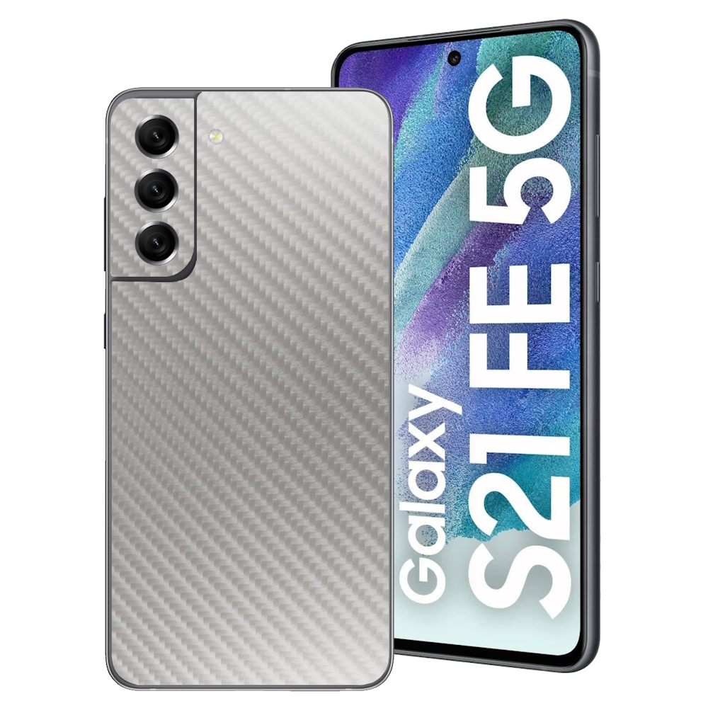 

Защитная пленка под карбон для Samsung Galaxy S21 FE на заднюю часть серебристая, CBS21FE