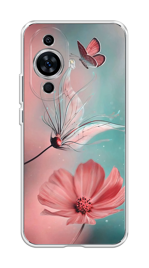 

Чехол на Huawei Nova 11 "Бабочка и цветок", Голубой;розовый, 6121250-1