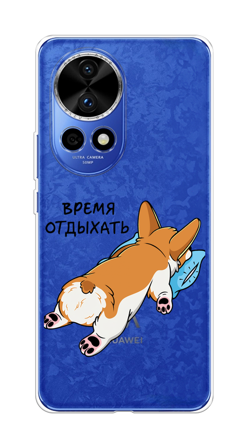 

Чехол на Huawei Nova 12 Pro "Корги отдыхает", Черный;коричневый;голубой, 6123150-1