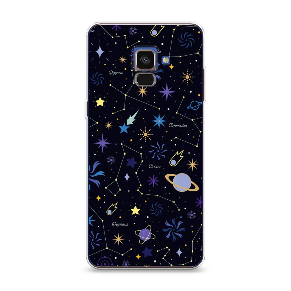

Чехол на Samsung Galaxy A8 2018 "Цветной космос", Желтый, 25450-2