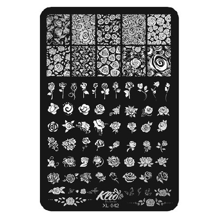 

Пластина для стемпинга Klio Professional №042, дизайн: цветы, узоры, размер: 15х11 см