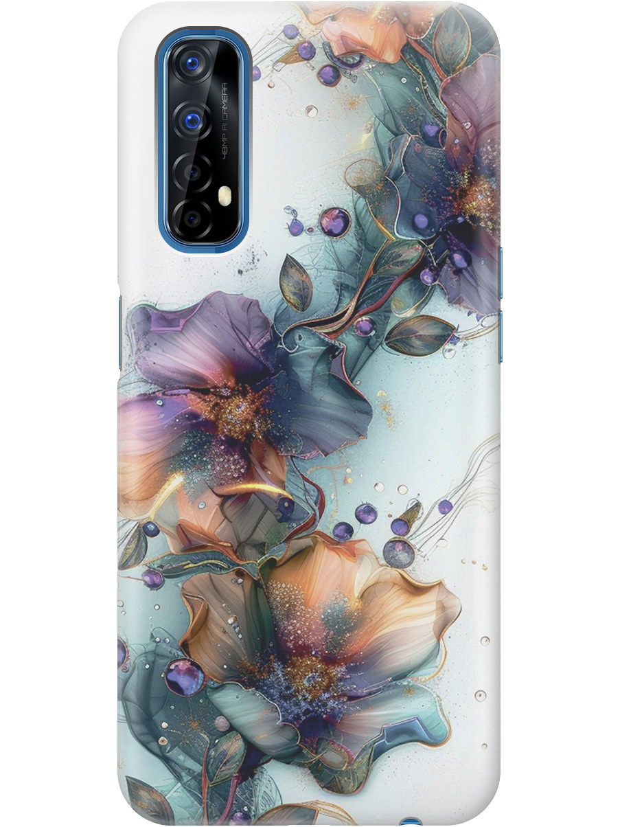 

Силиконовый чехол на Realme 7 с принтом "Мистические цветы", Прозрачный;белый;зеленый, 725455510