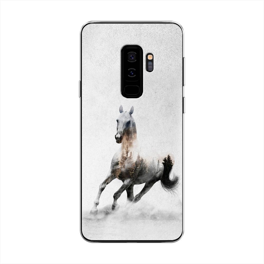 

Чехол Awog на Samsung Galaxy S9 + "Лошадь лес", Серый;черный, 25850-2