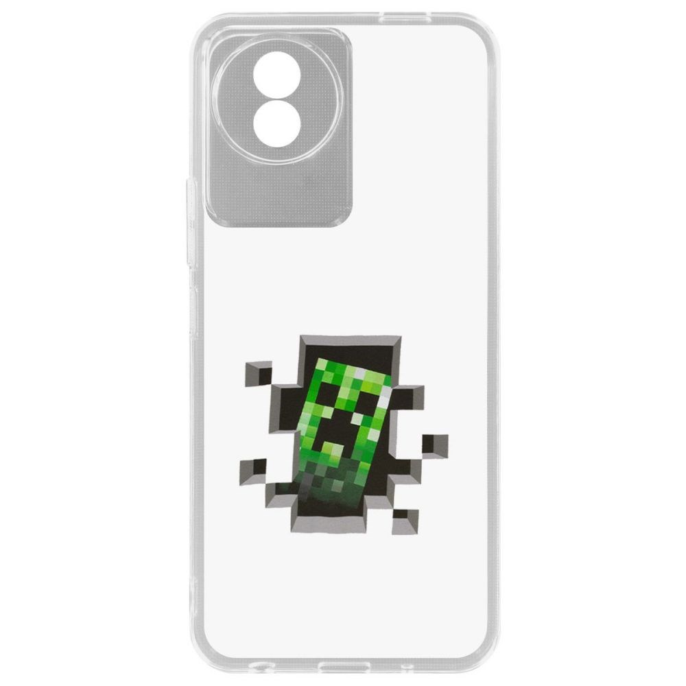 

Чехол Minecraft-Крипер для Vivo Y02, Прозрачный