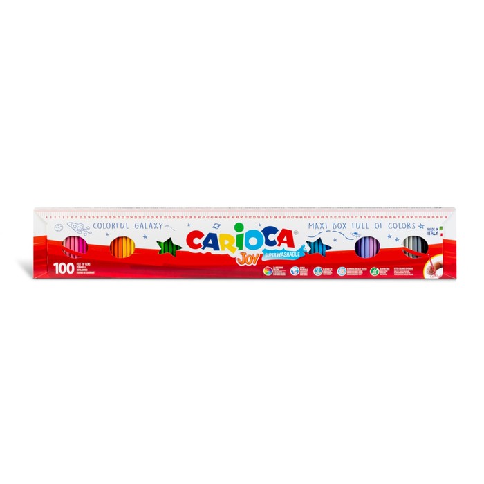 

Фломастеры Carioca Joy 36 цветов 100 штук, тонкий наконечник, стойкие, Разноцветный