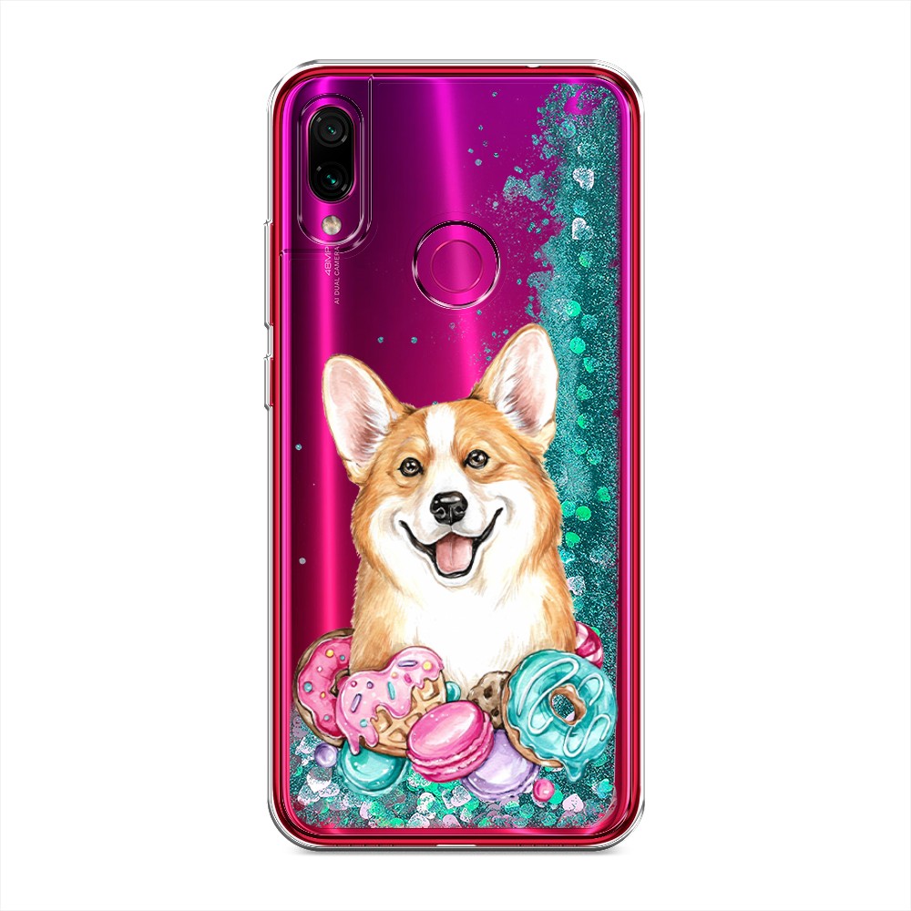 

Жидкий чехол с блестками "Корги и сладости" на Xiaomi Redmi Note 7, 34795-1