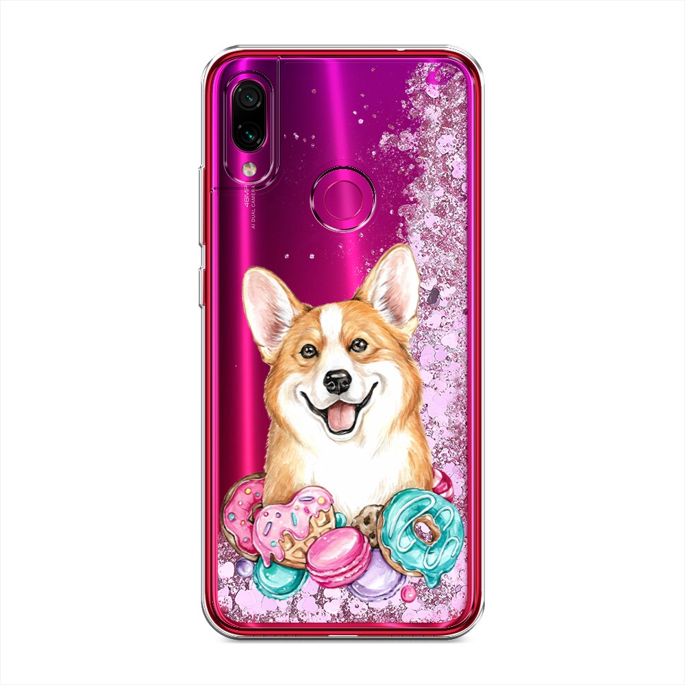 

Жидкий чехол с блестками "Корги и сладости" на Xiaomi Redmi Note 7