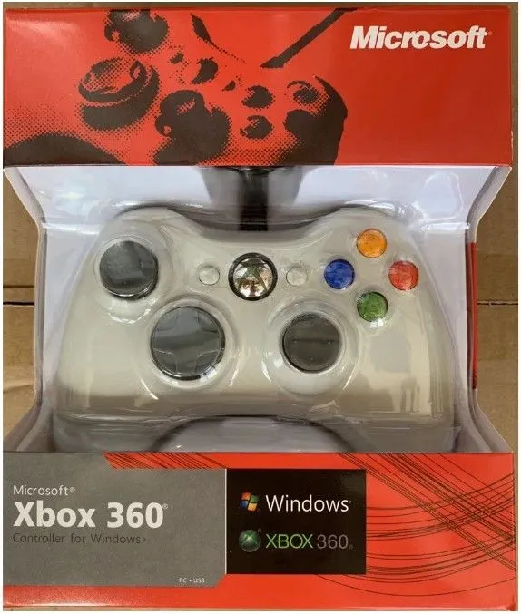 фото Геймпад геймпад xbox 360, проводной (белый) в красной коробке (не оригинал) nobrand