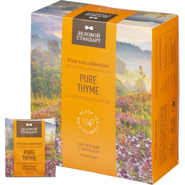 

Чай Деловой Стандарт Pure thyme черн.с чабрецом 100 пакx1,8гр/уп, 1378653