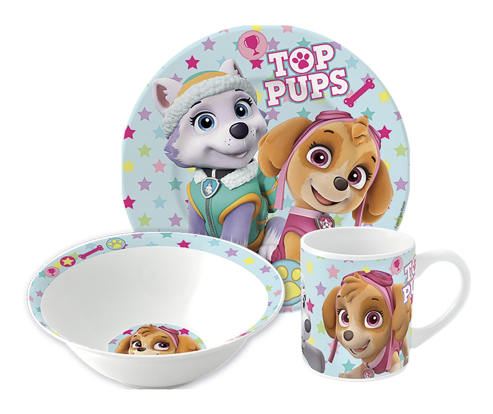 фото Набор детской посуды stor щенячий патруль девочка звезды, подарочная упаковка, 3 предмета