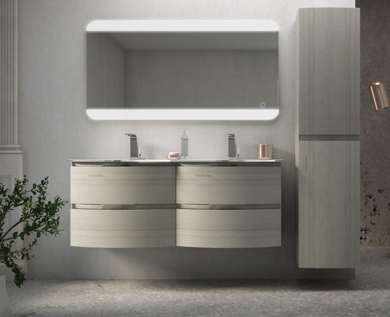 

Тумба для ванной с двойной раковиной Cezares Vague 138 Rovere sbiancato, Коричневый