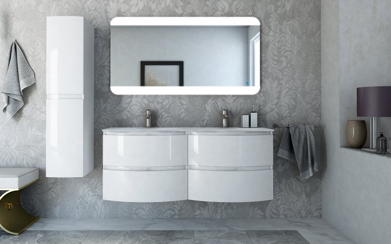 

Тумба для ванной с двойной раковиной Cezares Vague 138 Bianco lucido, Белый