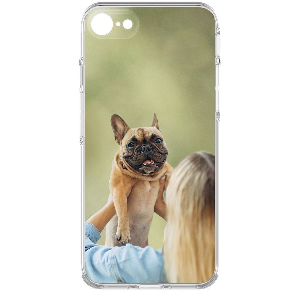 

Чехол-накладка Хозяйка и бульдог для iPhone 7/8/SE 2020 с защитой камеры, Прозрачный